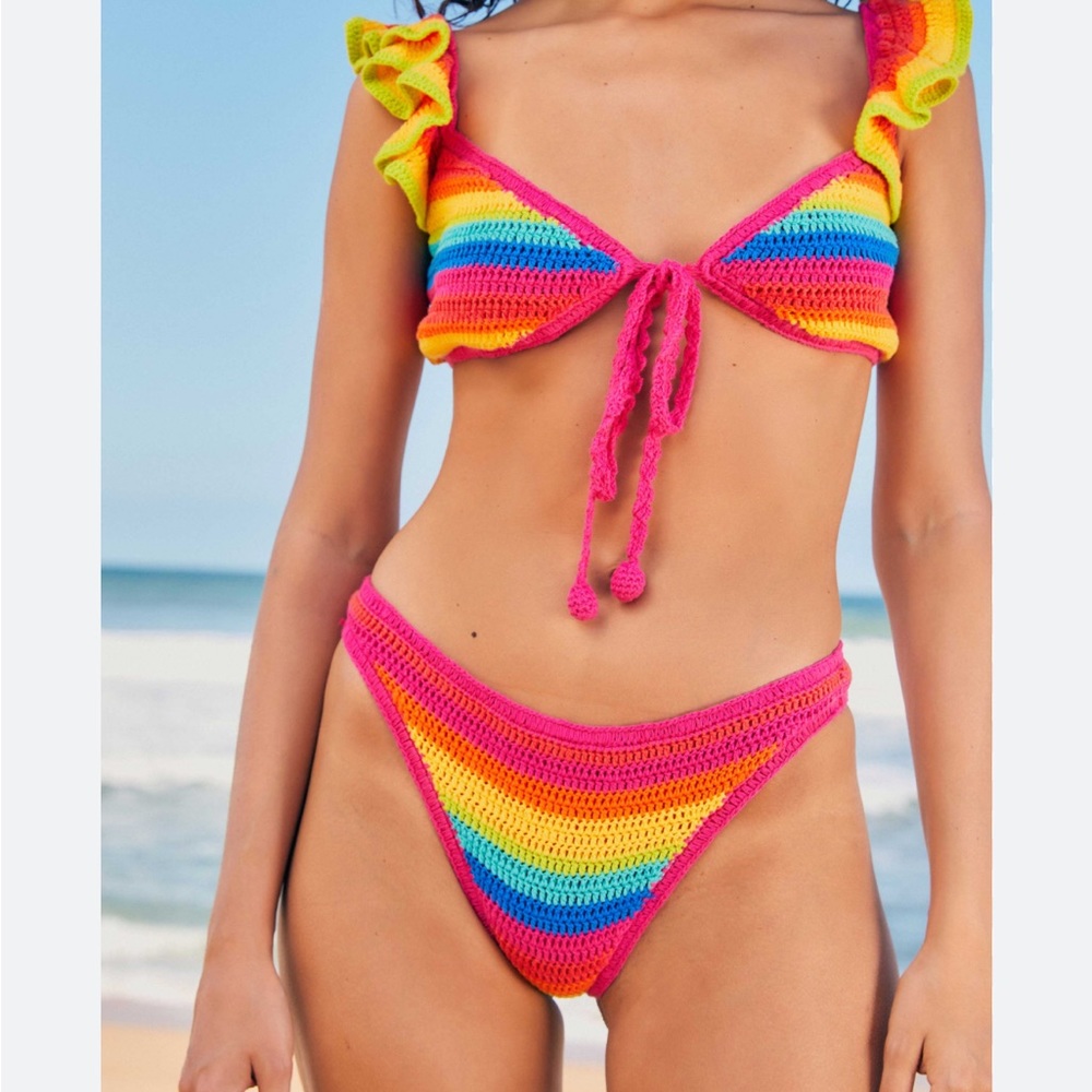Farm Rio rainbow crochet bikini